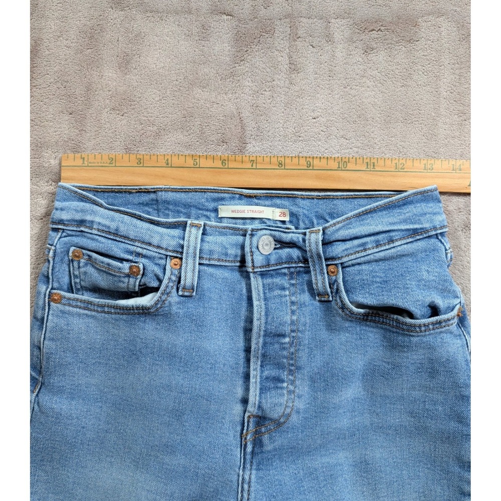 Levi's Wedgie Straight Jeans Womens 28 Blue High Rise Medium Wash Denim - Picture 3 of 11